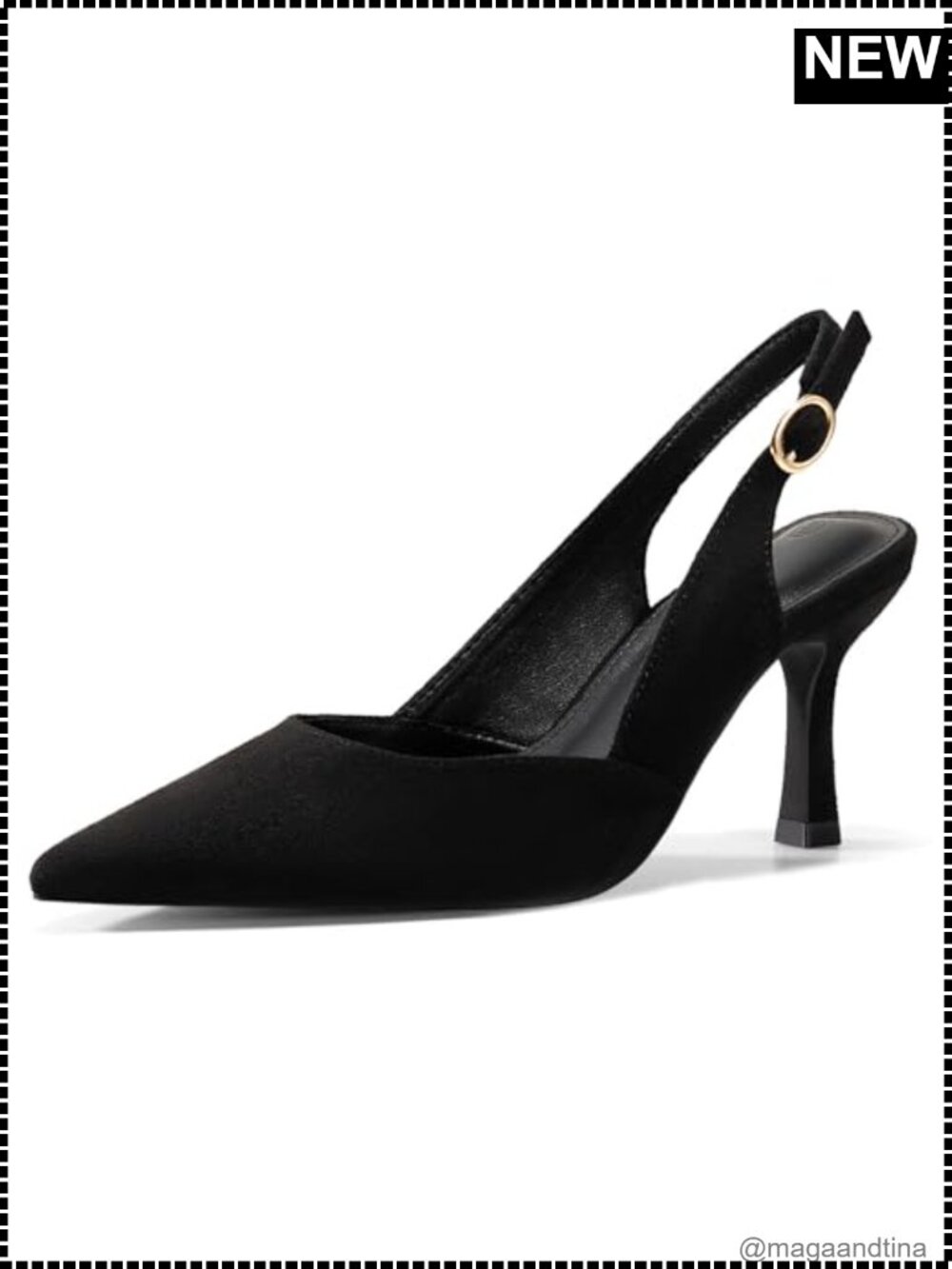 Faux Leather Slingback Kitten Heels Pointed Toe Dress Pumps